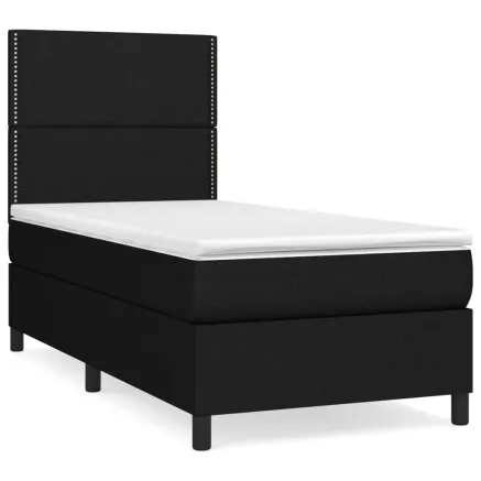 Sommier à lattes de lit avec matelas Noir 90x200 cm Tissu 2