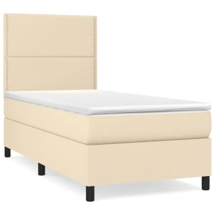 Sommier à lattes de lit avec matelas Crème 100x200 cm Tissu 2