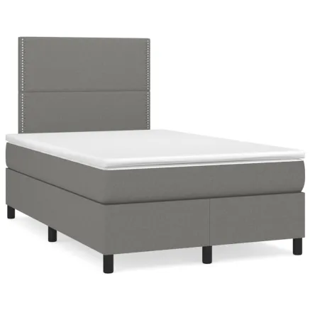 Sommier à lattes de lit avec matelas Gris foncé 120x200cm Tissu 2