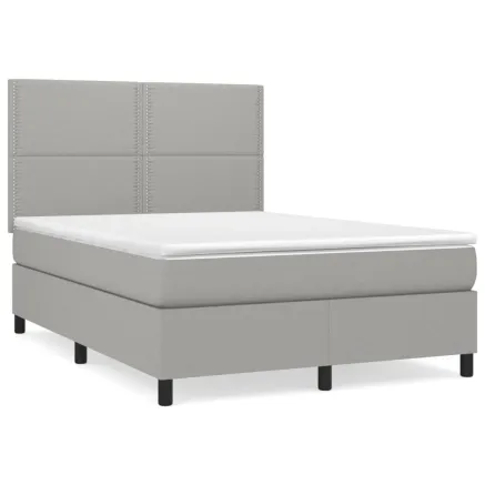 Sommier à lattes de lit avec matelas Gris clair 140x190cm Tissu 2