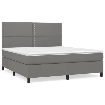 Sommier à lattes de lit avec matelas Gris foncé 160x200cm Tissu 2