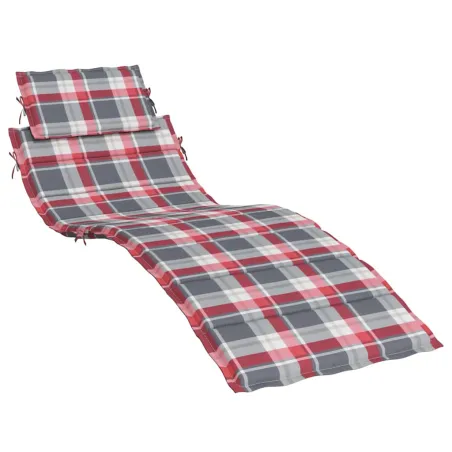 Coussin de chaise longue à carreaux rouge 186x58x4 cm