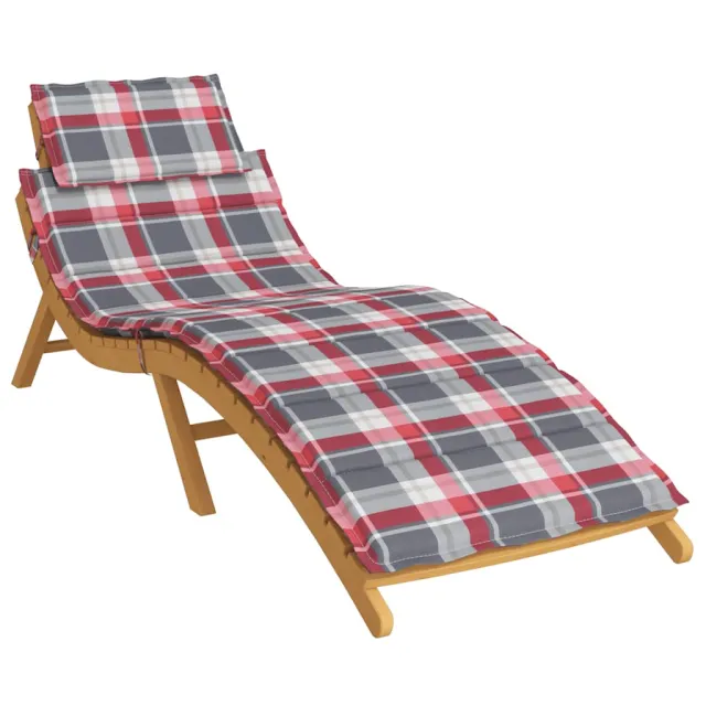 Coussin de chaise longue à carreaux rouge 186x58x4 cm
