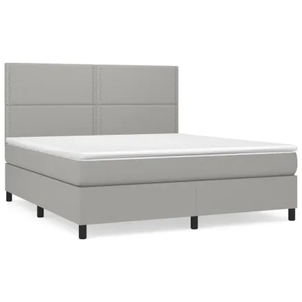 Sommier à lattes de lit avec matelas Gris clair 180x200cm Tissu 2