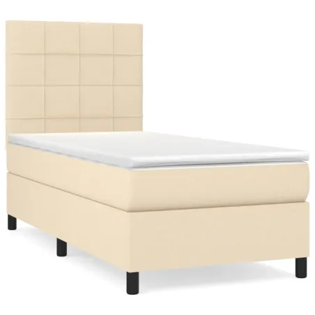 Sommier à lattes de lit avec matelas Crème 80x200 cm Tissu