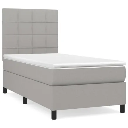 Sommier à lattes de lit avec matelas Gris clair 90x200 cm Tissu 2