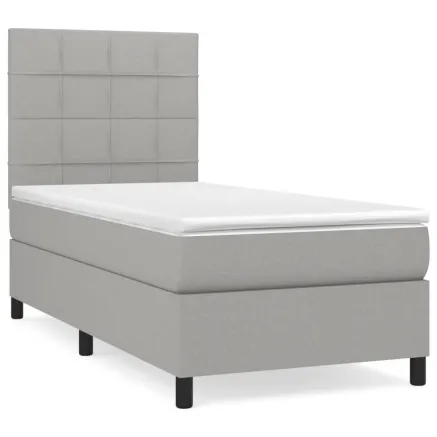 Sommier à lattes de lit avec matelas Gris clair 100x200cm Tissu 2