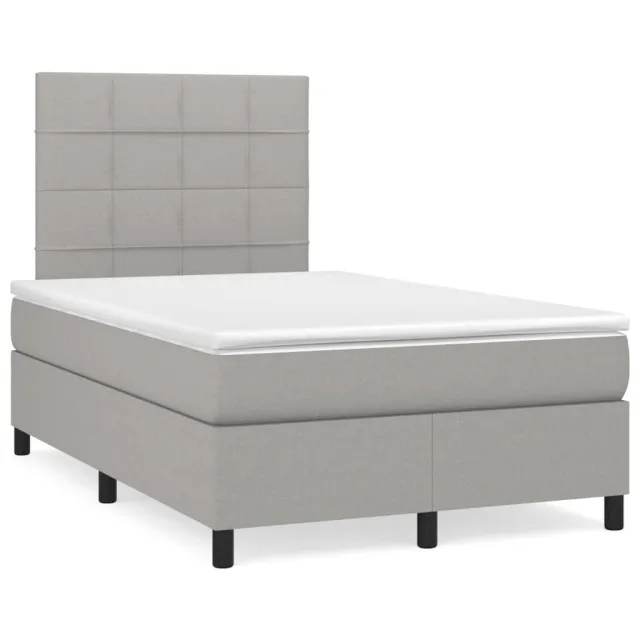 Sommier à lattes de lit avec matelas Gris clair 120x200cm Tissu