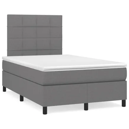 Sommier à lattes de lit avec matelas Gris foncé 120x200cm Tissu 2