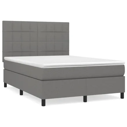 Sommier à lattes de lit avec matelas Gris foncé 140x200cm Tissu 2
