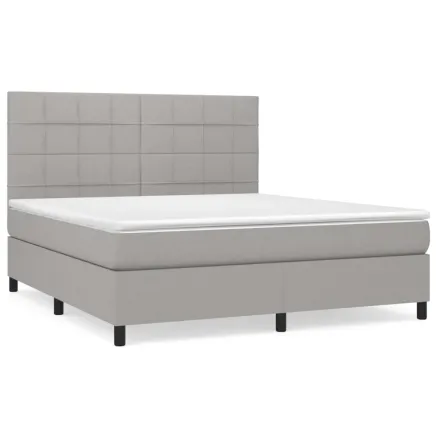 Sommier à lattes de lit avec matelas Gris clair 160x200cm Tissu 2