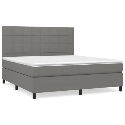 Sommier à lattes de lit avec matelas Gris foncé 160x200cm Tissu 2