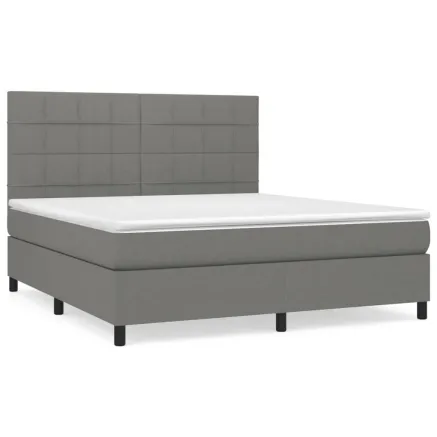Sommier à lattes de lit avec matelas Gris foncé 180x200cm Tissu 2