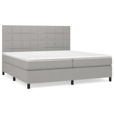 Sommier à lattes de lit avec matelas Gris clair 200x200cm Tissu 2