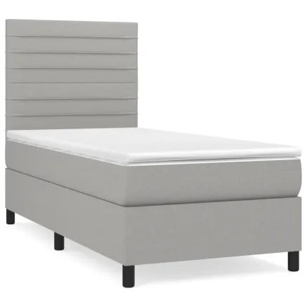Sommier à lattes de lit avec matelas Gris clair 90x200 cm Tissu 2