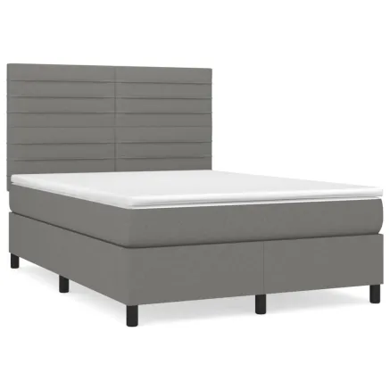 Sommier à lattes de lit avec matelas Gris foncé 140x200cm Tissu 2