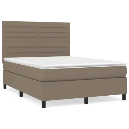 Sommier à lattes de lit avec matelas Taupe 140x200 cm Tissu 2