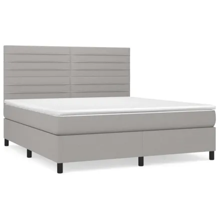 Sommier à lattes de lit avec matelas Gris clair 160x200cm Tissu 2