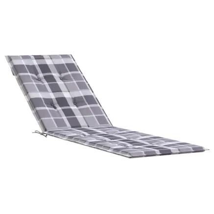 Coussin de chaise de terrasse carreaux gris (75+105)x50x4 cm 2