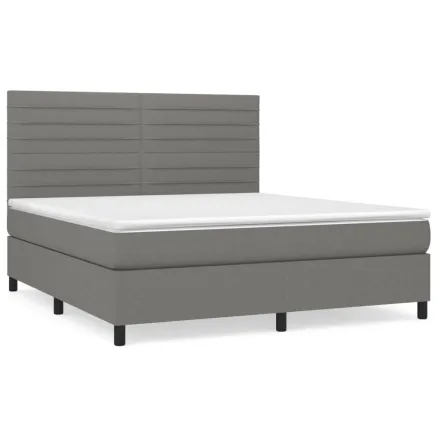 Sommier à lattes de lit avec matelas Gris foncé 180x200cm Tissu 2