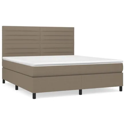 Sommier à lattes de lit avec matelas Taupe 180x200 cm Tissu 2