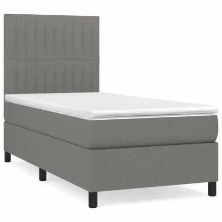 Sommier à lattes de lit avec matelas Gris foncé 80x200 cm Tissu 2