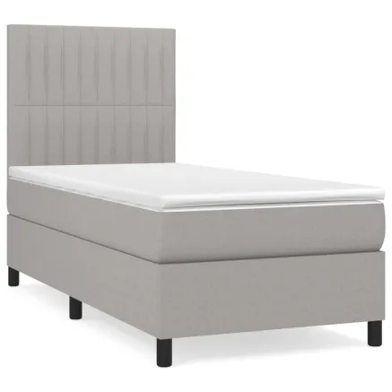 Sommier à lattes de lit avec matelas Gris clair 90x200 cm Tissu 2
