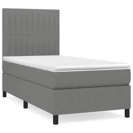 Sommier à lattes de lit avec matelas Gris foncé 100x200cm Tissu 2