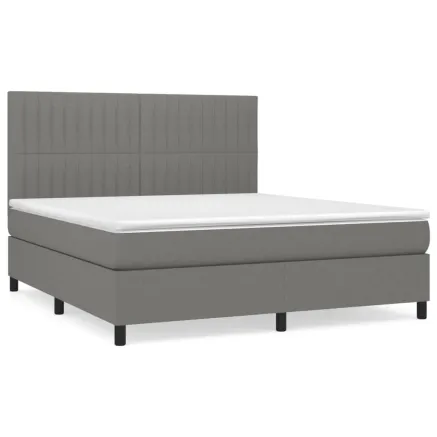 Sommier à lattes de lit avec matelas Gris foncé 180x200cm Tissu 2