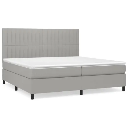 Sommier à lattes de lit avec matelas Gris clair 200x200cm Tissu 2