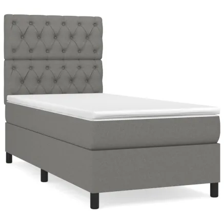 Sommier à lattes de lit avec matelas Gris foncé 80x200 cm Tissu 2