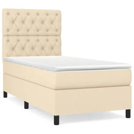 Sommier à lattes de lit avec matelas Crème 80x200 cm Tissu 2
