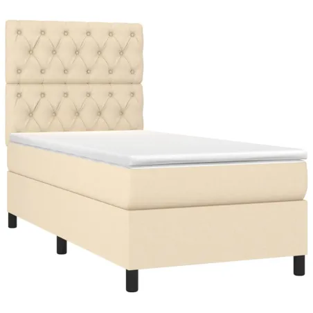 Sommier à lattes de lit avec matelas Crème 80x200 cm Tissu