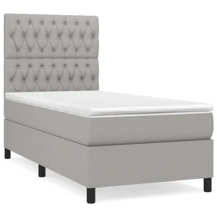 Sommier à lattes de lit avec matelas Gris clair 90x200 cm Tissu 2
