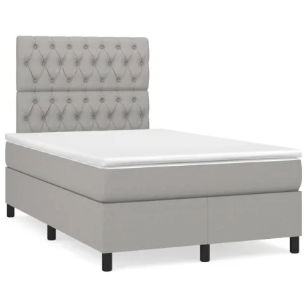 Sommier à lattes de lit avec matelas Gris clair 120x200cm Tissu 2