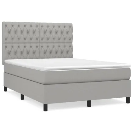 Sommier à lattes de lit avec matelas Gris clair 140x190cm Tissu 2