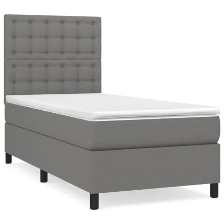 Sommier à lattes de lit avec matelas Gris foncé 80x200 cm Tissu 2