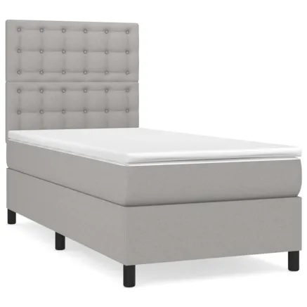 Sommier à lattes de lit avec matelas Gris clair 90x200 cm Tissu 2