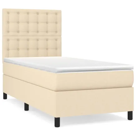 Sommier à lattes de lit avec matelas Crème 100x200 cm Tissu 2