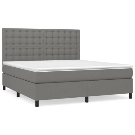 Sommier à lattes de lit avec matelas Gris foncé 180x200cm Tissu 2