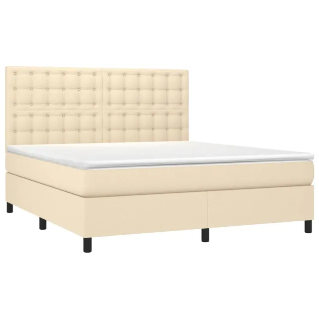 Sommier à lattes de lit avec matelas Crème 180x200 cm Tissu
