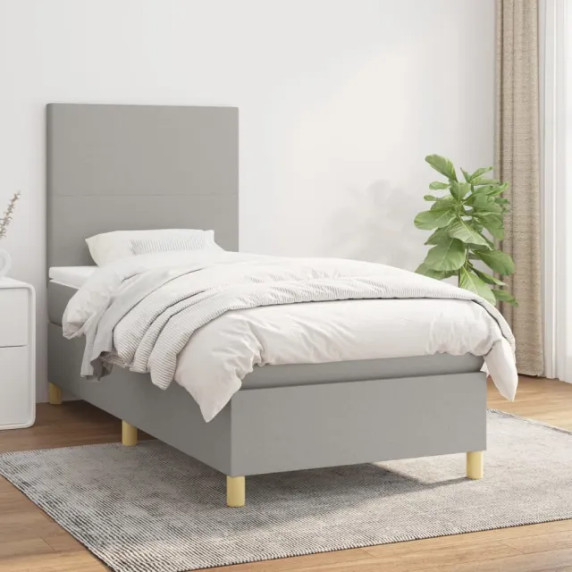 Sommier à lattes de lit avec matelas Gris clair 100x200cm Tissu