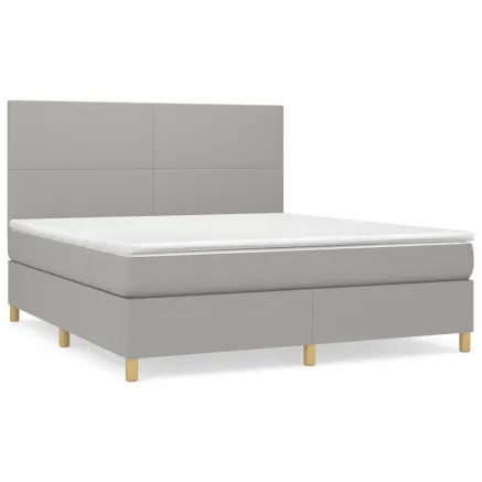Sommier à lattes de lit avec matelas Gris clair 160x200cm Tissu 2
