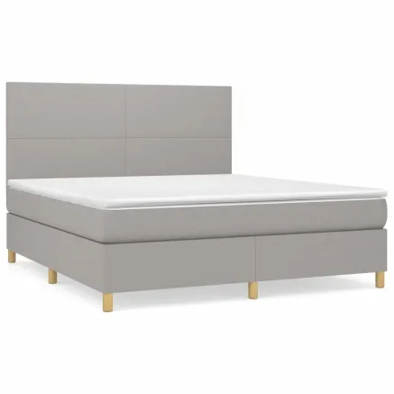 Sommier à lattes de lit avec matelas Gris clair 180x200cm Tissu 2