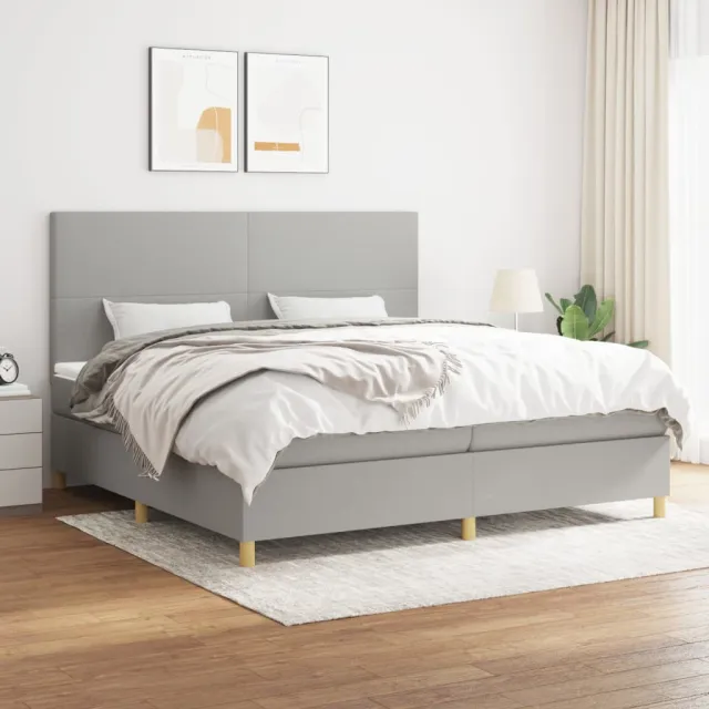 Sommier à lattes de lit avec matelas Gris clair 200x200cm Tissu