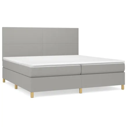 Sommier à lattes de lit avec matelas Gris clair 200x200cm Tissu 2