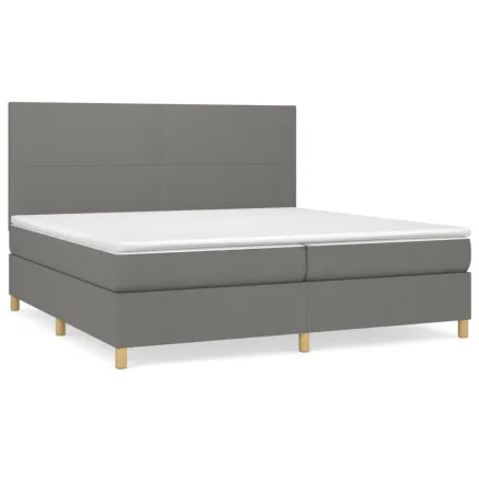 Sommier à lattes de lit avec matelas Gris foncé 200x200cm Tissu 2