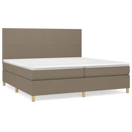 Sommier à lattes de lit avec matelas Taupe 200x200 cm Tissu 2