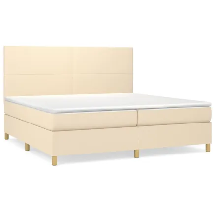 Sommier à lattes de lit avec matelas Crème 200x200 cm Tissu 2