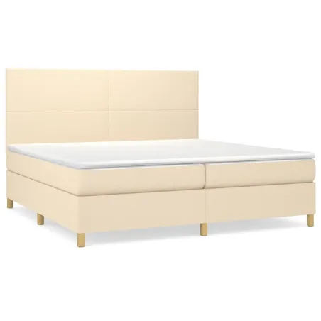 Sommier à lattes de lit avec matelas Crème 200x200 cm Tissu